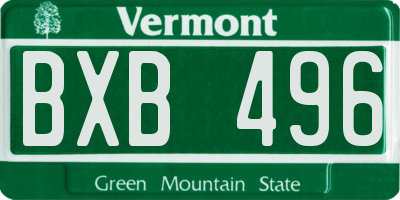 VT license plate BXB496