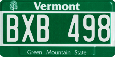 VT license plate BXB498