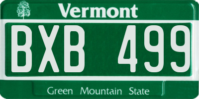 VT license plate BXB499