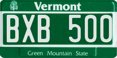 VT license plate BXB500