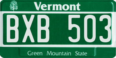 VT license plate BXB503