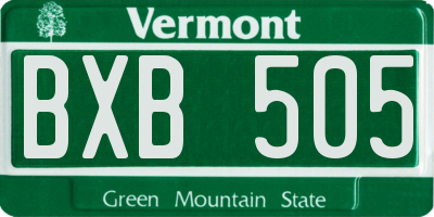 VT license plate BXB505