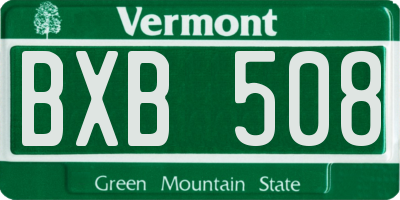 VT license plate BXB508