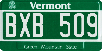 VT license plate BXB509