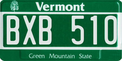 VT license plate BXB510