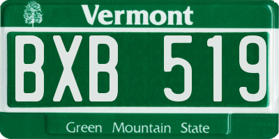 VT license plate BXB519