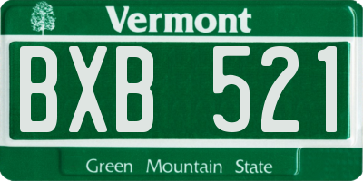 VT license plate BXB521
