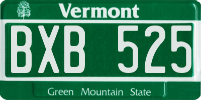 VT license plate BXB525