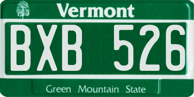 VT license plate BXB526