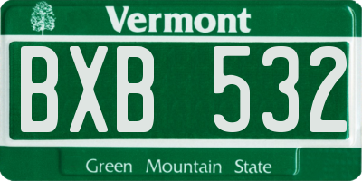 VT license plate BXB532