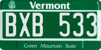 VT license plate BXB533