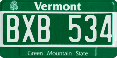 VT license plate BXB534