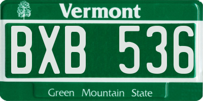 VT license plate BXB536