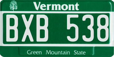 VT license plate BXB538