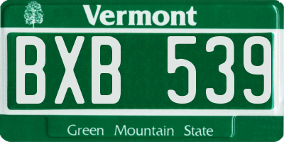 VT license plate BXB539