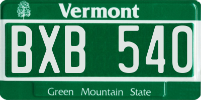 VT license plate BXB540