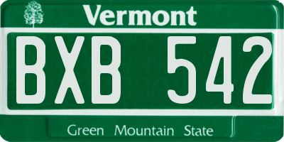 VT license plate BXB542