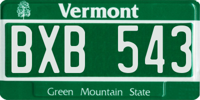 VT license plate BXB543