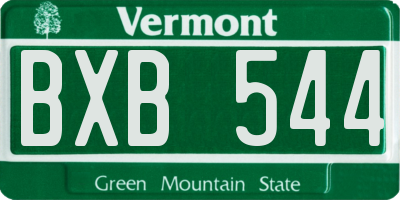 VT license plate BXB544