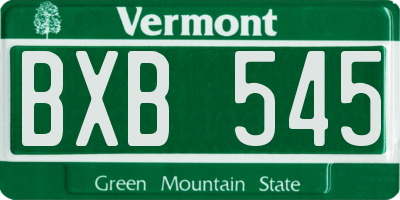 VT license plate BXB545