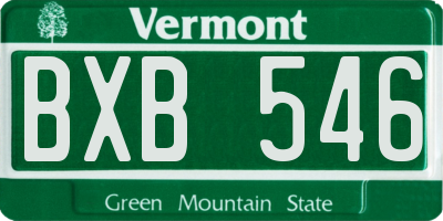 VT license plate BXB546