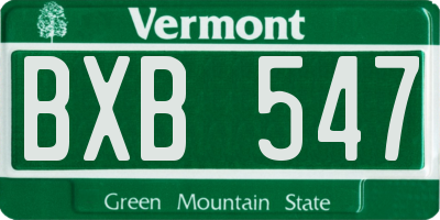 VT license plate BXB547