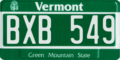 VT license plate BXB549