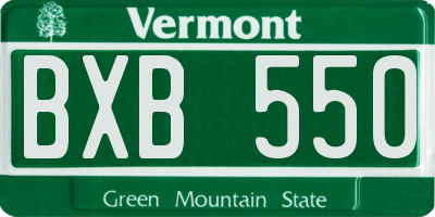 VT license plate BXB550