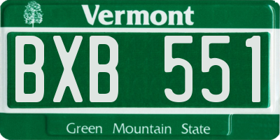 VT license plate BXB551