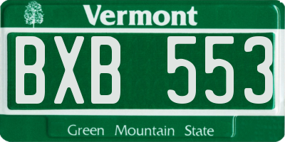 VT license plate BXB553