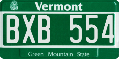 VT license plate BXB554