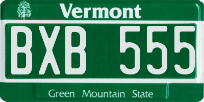 VT license plate BXB555