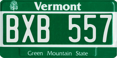 VT license plate BXB557