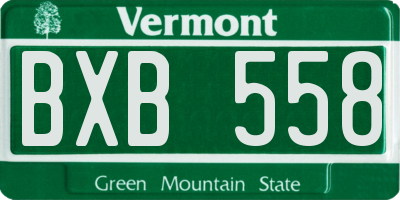 VT license plate BXB558
