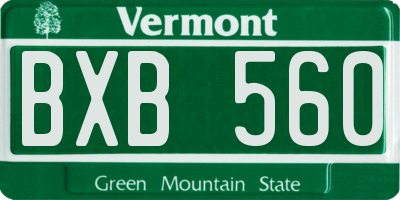 VT license plate BXB560