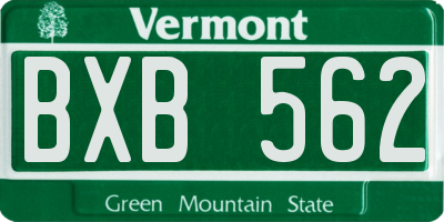 VT license plate BXB562