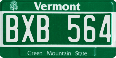 VT license plate BXB564