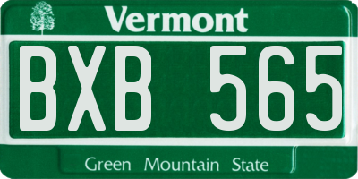 VT license plate BXB565