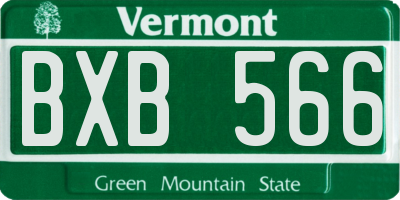 VT license plate BXB566
