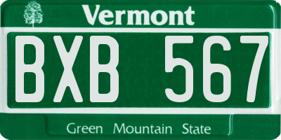 VT license plate BXB567