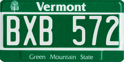 VT license plate BXB572