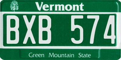 VT license plate BXB574