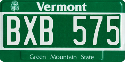VT license plate BXB575