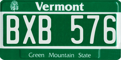 VT license plate BXB576