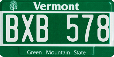 VT license plate BXB578