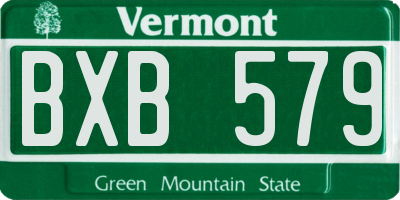 VT license plate BXB579