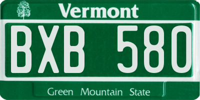 VT license plate BXB580