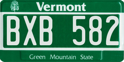 VT license plate BXB582