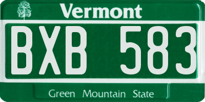 VT license plate BXB583