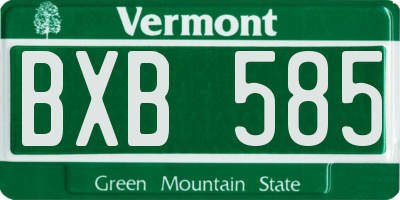 VT license plate BXB585